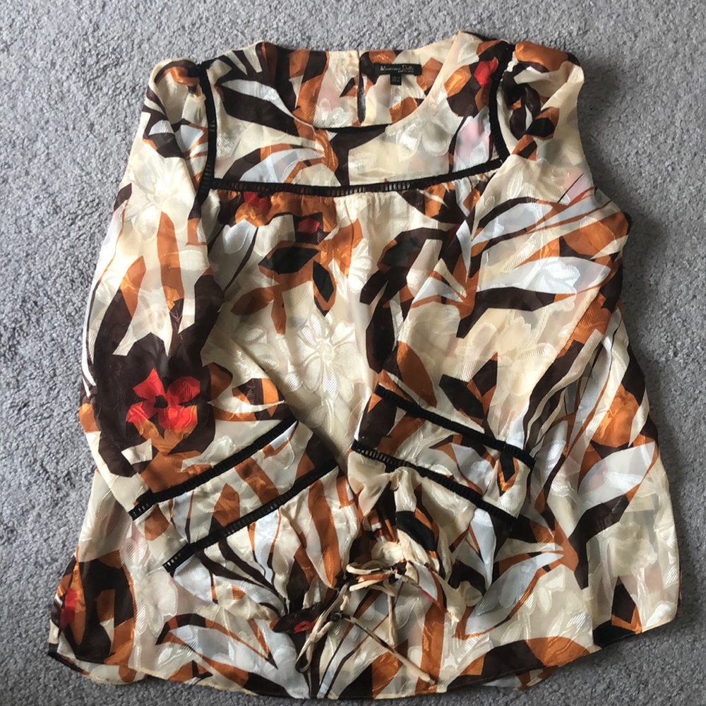 Massimo Dutti JACQUARD SHIRT W LACE TRIM DETAIL.